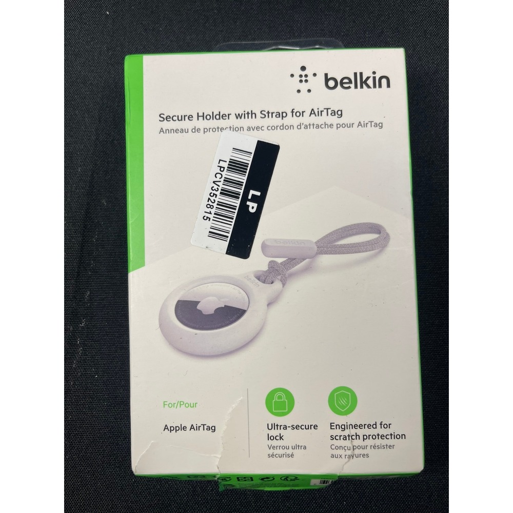 Belkin Secure Holder with Strap for Apple AirTag White Twist and Lock Case NEW